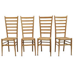 Four Italian Ladder-Back Chairs in the Style of Gio Ponti