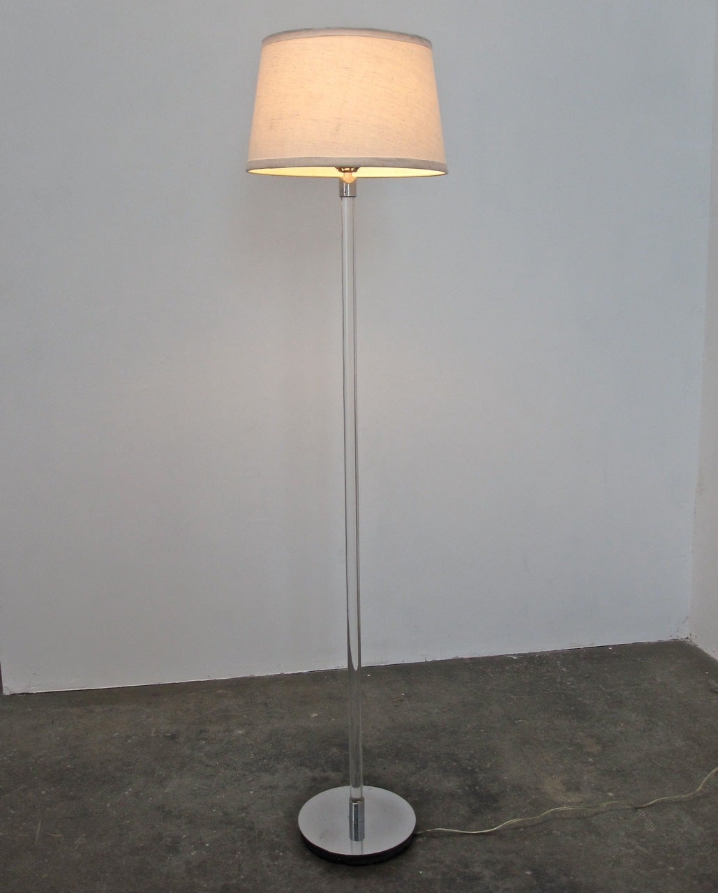 Machine Age Modernist Floor Lamp in Lucite and Nickel For Sale