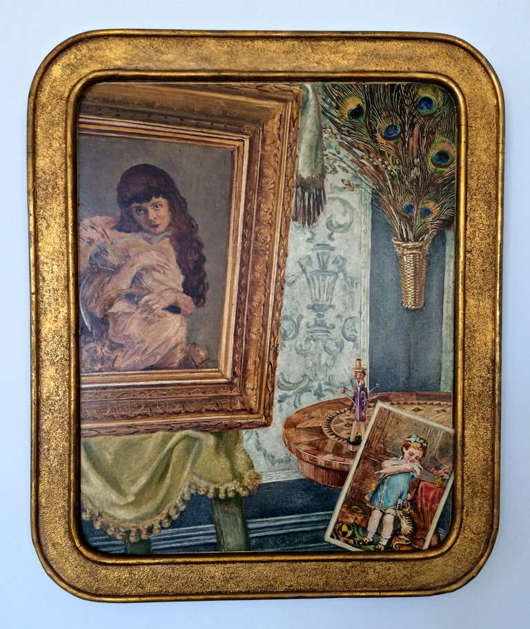 Herman Rosse
Trompe L'oeil Interior of a lady's dressing room
oil on board
circa 1930s
14 x 11.5 inches
signed along the bottom edge
label en verso
inscribed in an unknown hand on the back (from the estate of Helen Hayes)

Herman Rosse