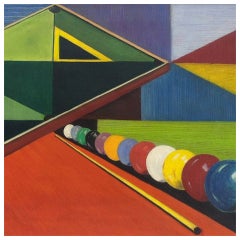 Abstract Modernist Billiards Painting circa 1950