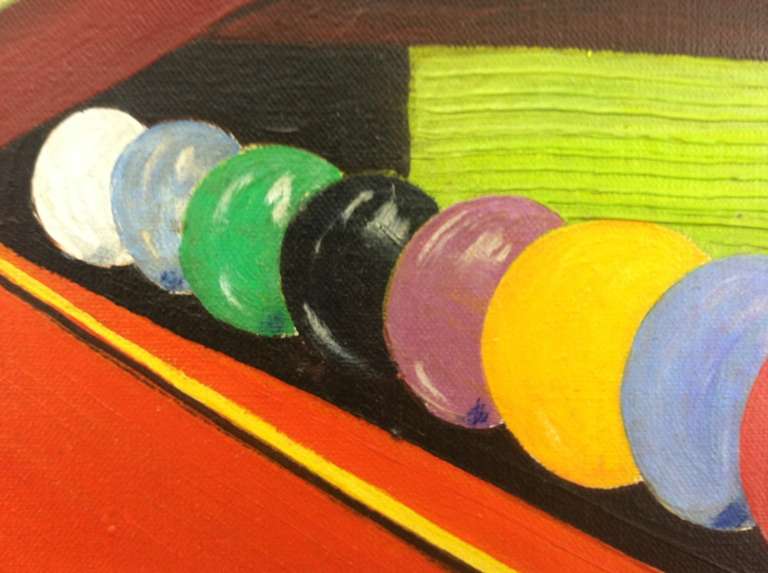 American Abstract Modernist Billiards Painting circa 1950