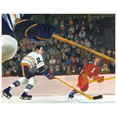 Vintage Hockey Painting by Richard Gayton