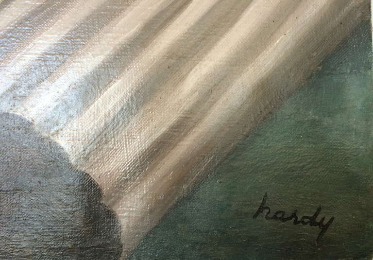 American Merlin Hardy, 1940s California Surrealist Painting For Sale