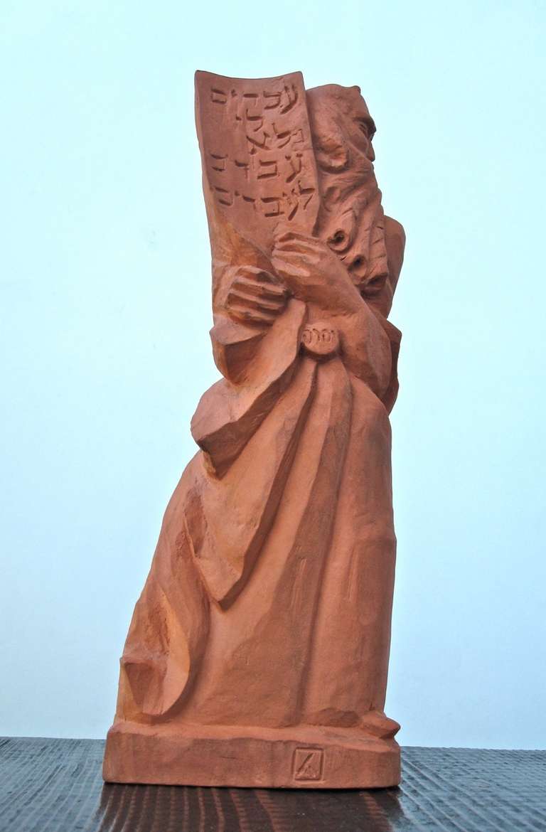 Folk Art Bernard Zakheim, WPA Style Sculpture of Moses With Horns For Sale