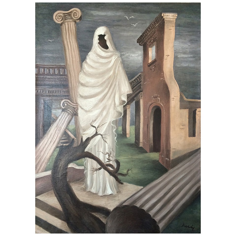 Merlin Hardy, 1940s California Surrealist Painting For Sale