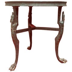 Bronze Art Deco Table with Greyhound Legs