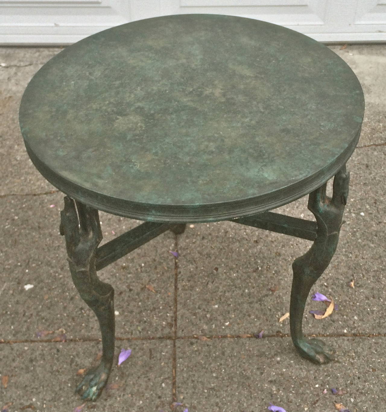 Art Deco Table With Greyhound Legs
Circa 1930
Welded Bronze
Deep Green patina, excellent condition