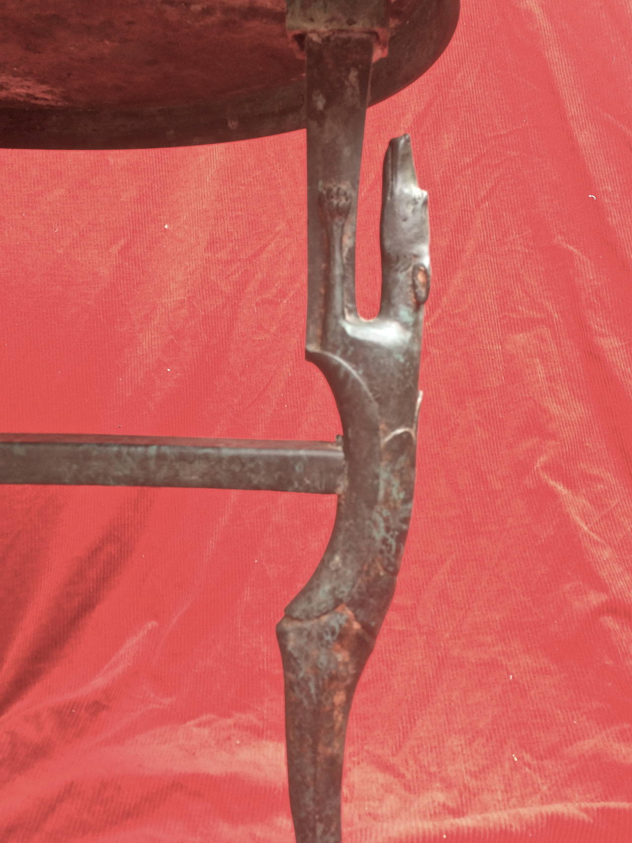 Bronze Art Deco Table with Greyhound Legs In Excellent Condition For Sale In Treasure Island, CA