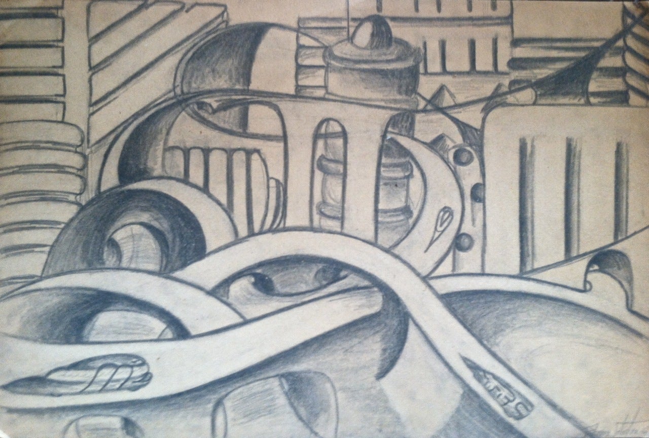 1940s Futurist Drawing For Sale