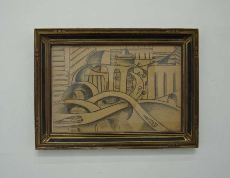Anne Johnston
Untitled Futurist City
Circa 1940
graphite on paper
approximately 15 x 20 inches

Anne Johnston was an artist and designer who studied at the California College of Arts and Crafts in Oakland in the 1930s and 1940s. Like the