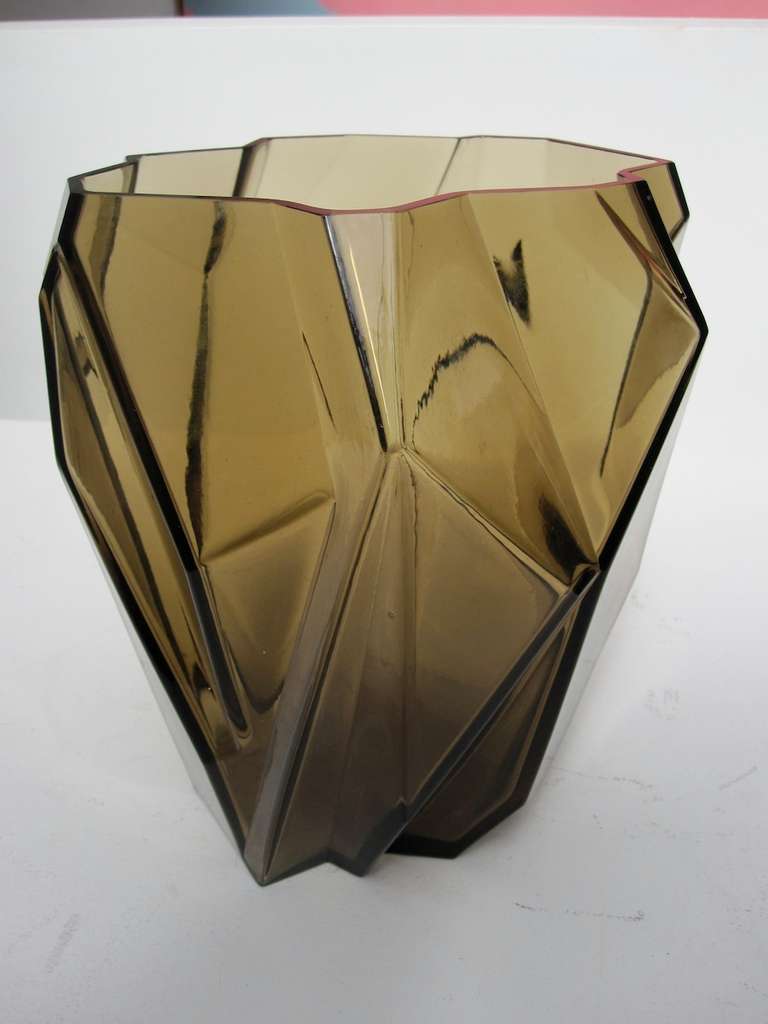 Moderne Art Deco Cubist Vase - Ruba Rombic by Consolidated Glass In Excellent Condition In Treasure Island, CA