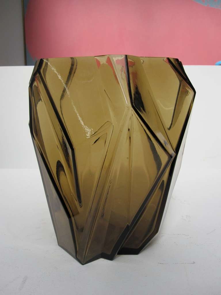 20th Century Moderne Art Deco Cubist Vase - Ruba Rombic by Consolidated Glass