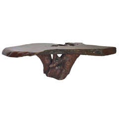 Sculptural Live Edge California Redwood Coffee Table, 1970s