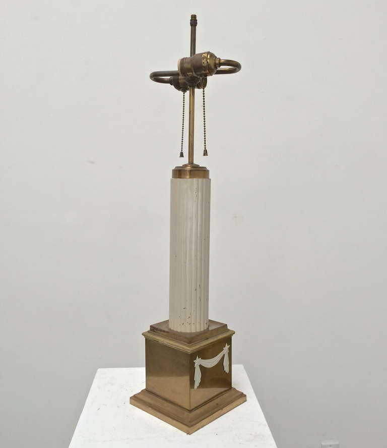 Neoclassical Art Deco Table Lamp
circa 1940
brass, painted metal
29 x 6.5 inches x 6.5 inches