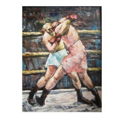 Vintage 30s Boxing Painting