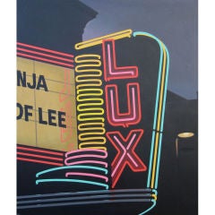 Vintage Photorealist Painting of Neon Theater Marquee