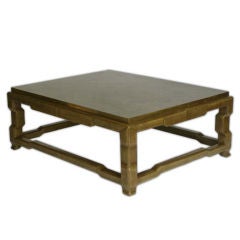 Maitland Smith Leather and Stone Coffee Table