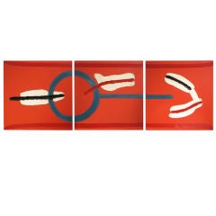 Hot Red 60s Pop Art Abstract Triptych