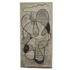 1930s Biomorphic Mural on Canvas
