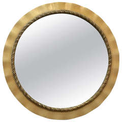Art Deco Scallop-Edged Carved Wood Mirror