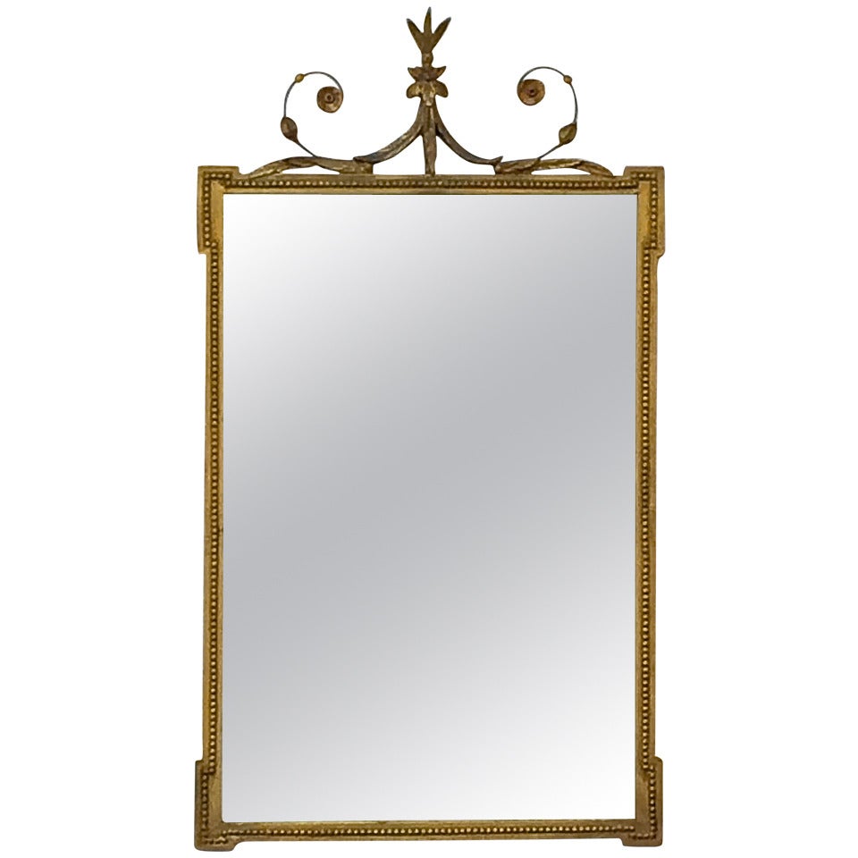 Large 1940s Neoclassical Style Gilded Wooden Mirror