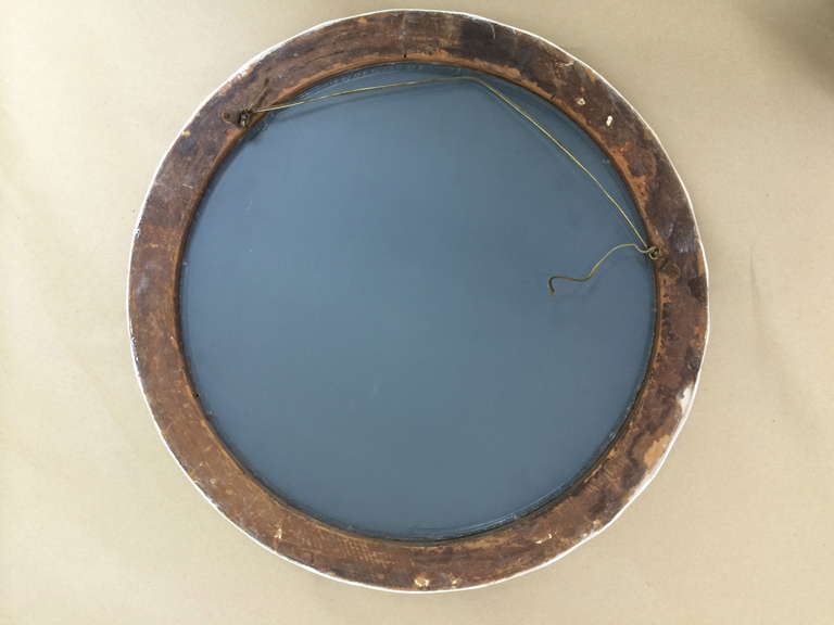 Plaster Art Deco Scallop-Edged Carved Wood Mirror For Sale