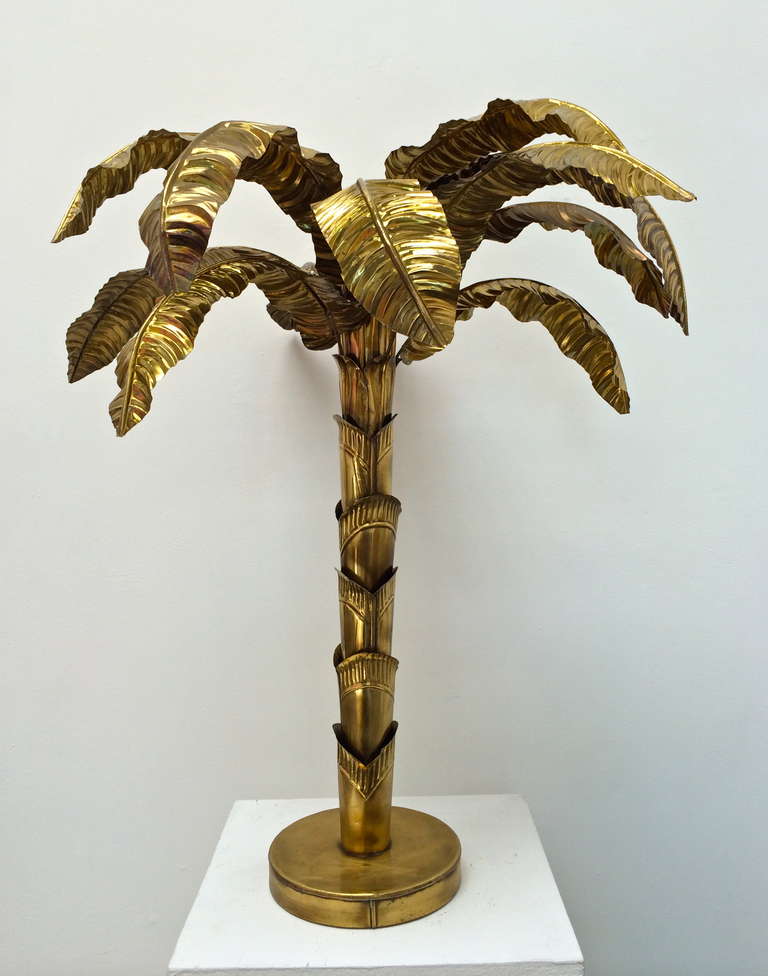 Hollywood Regency Palm Tree Sculpture
French or American
circa 1960
solid brass over wood
28 inches high x 26 inches in diameter