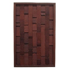 70s Redwood Geometric Wall Construction With Rock and Roll Past