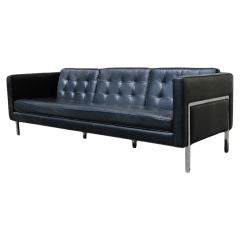 1960s High Modernist Couch, Leather and Chrome