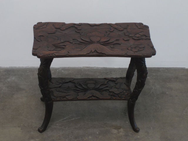 Carved Japanese Meji Period Export Table in the Art Nouveau Style