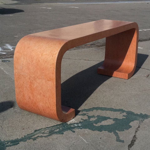 Glazed 70s Parchment Console in the Style of Karl Springer