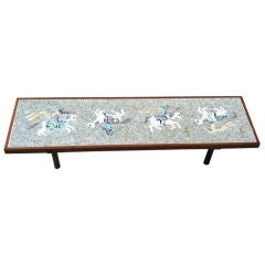 Vintage 1950s California Studio Table/Bench W/ Murano Glass Tile Top