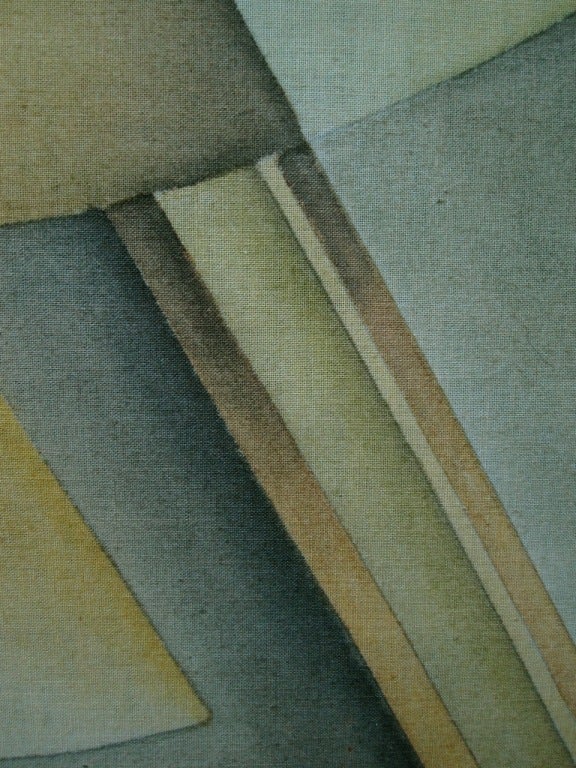 Linen Cosmic Art Deco Modernist Machine-Age Painting 1930s