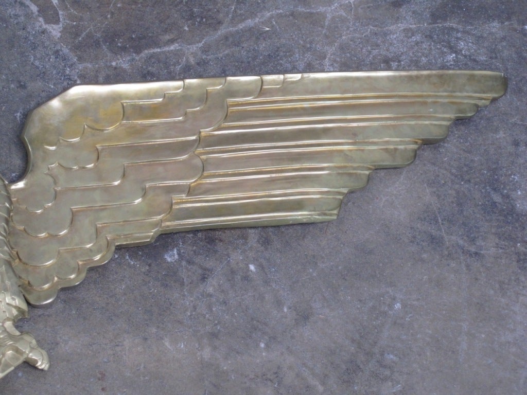 Metal Art Deco Brass-Plated American Eagle Architectural Sculpture