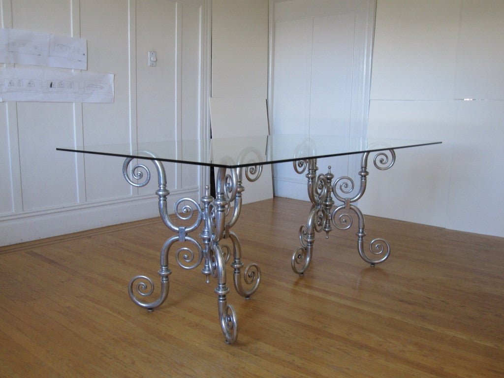 Renaissance Revival Cast Aluminum Dining Table 1960s In Excellent Condition In Treasure Island, CA