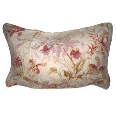 Antique 19th Century French Cretonne Printed Cotton Pillow