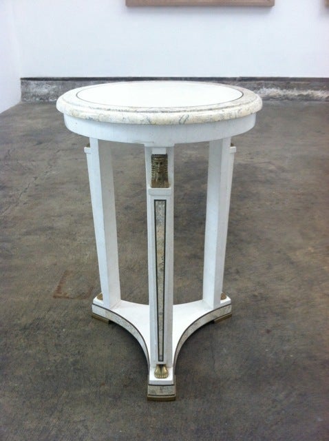 Brass Neoclassical Tables in Tesselated Stone by Maitland Smith For Sale
