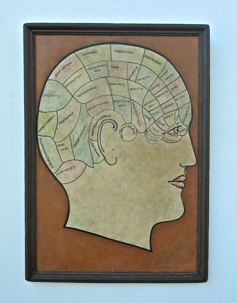 Folk Art Phrenology Painting ca. 1930s In Good Condition For Sale In Treasure Island, CA