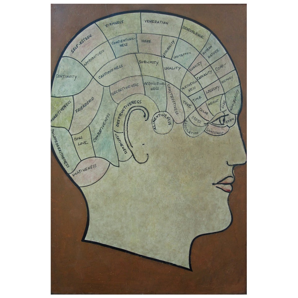 Folk Art Phrenology Painting ca. 1930s For Sale