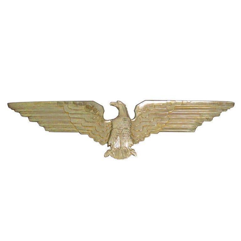 Art Deco Brass-Plated American Eagle Architectural Sculpture