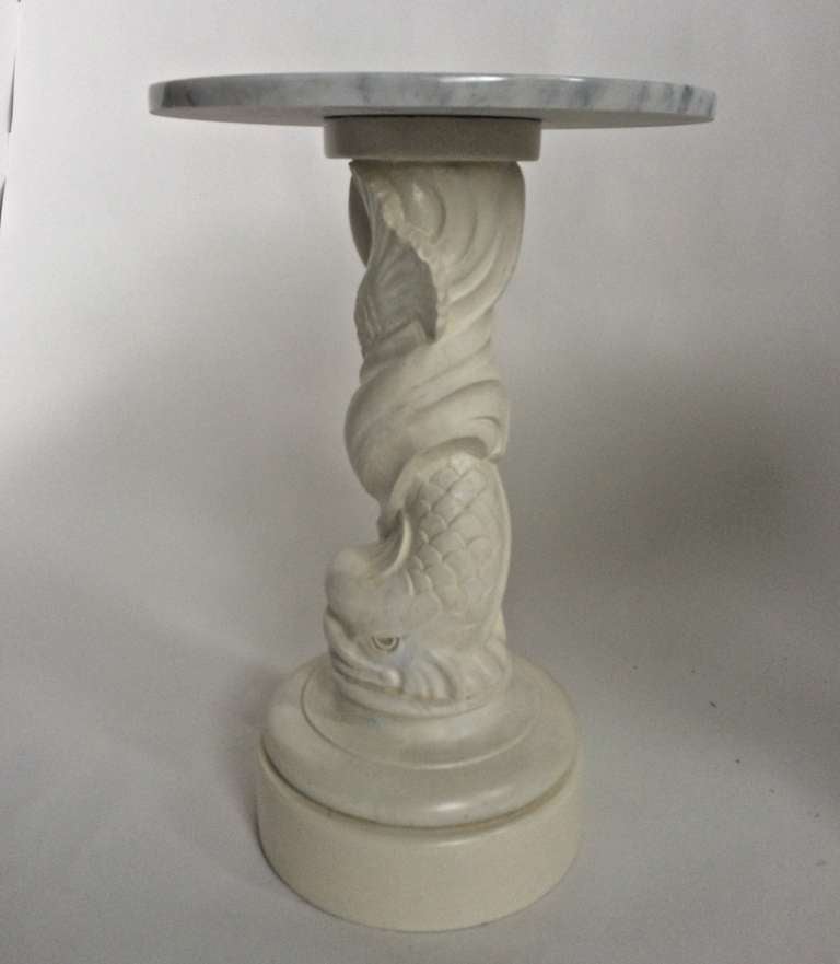 American Hollywood Regency Carved Plaster Dolphin Tables For Sale