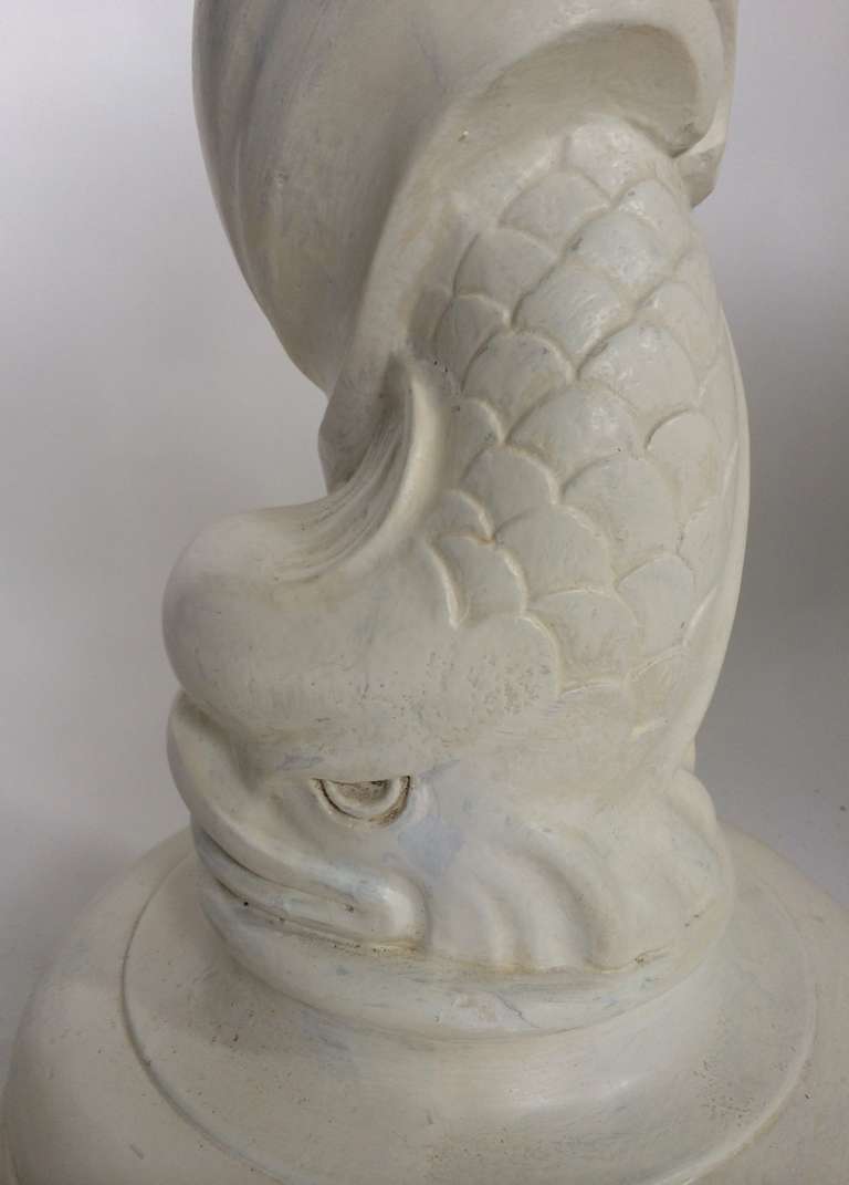 Hollywood Regency Carved Plaster Dolphin Tables In Excellent Condition For Sale In Treasure Island, CA