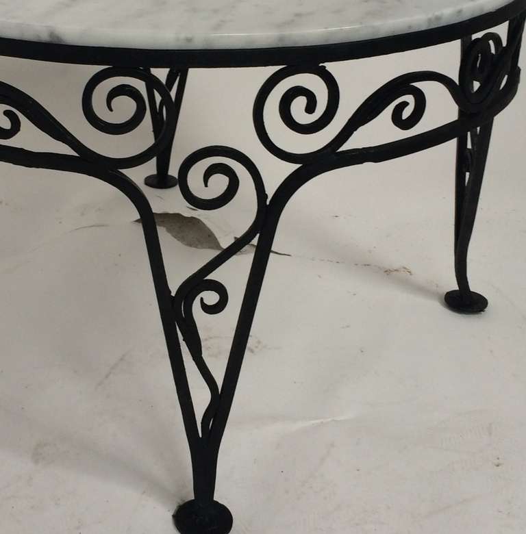 Mid-20th Century Wrought Iron and Marble Art Deco Table For Sale