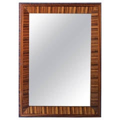 Art Deco Zebra Wood Mirror Circa 1940