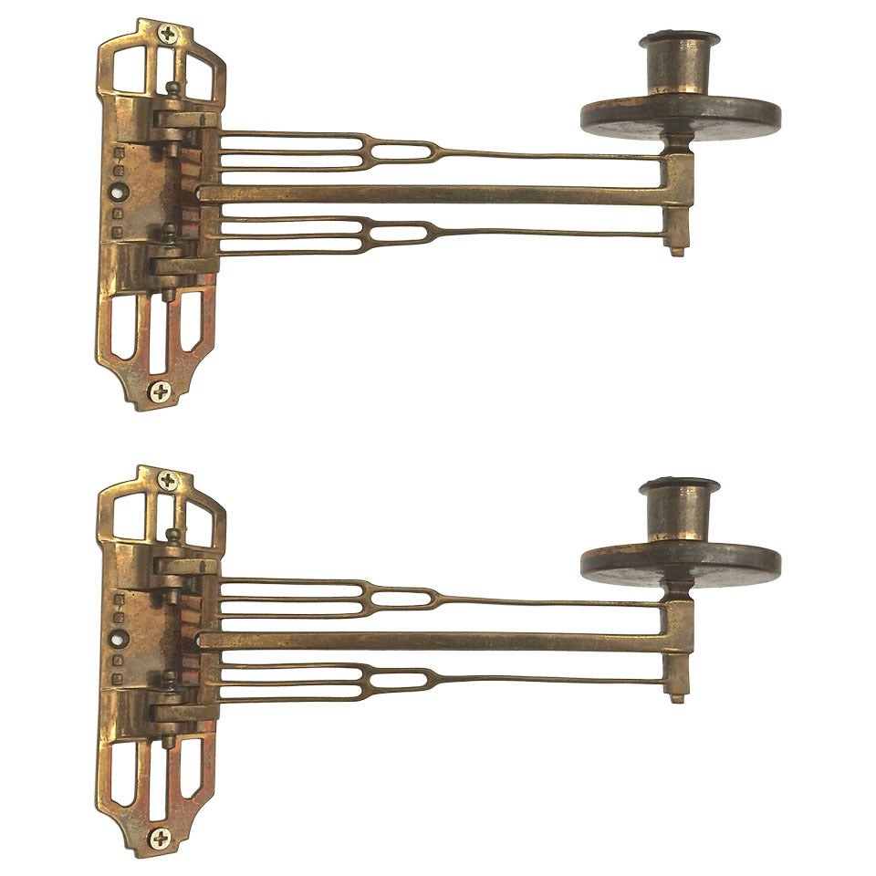 Pair of Bronze Arts and Crafts, Jugendstil Candle Sconces