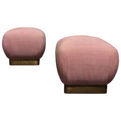 Pair of Pink 1970s Marge Carson Poufs