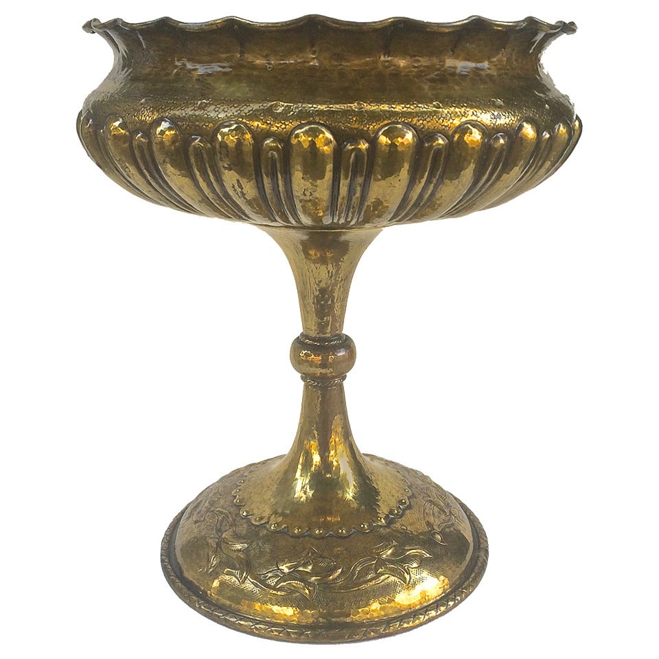 Hammered Brass Compote by Egidio Casagrande For Sale