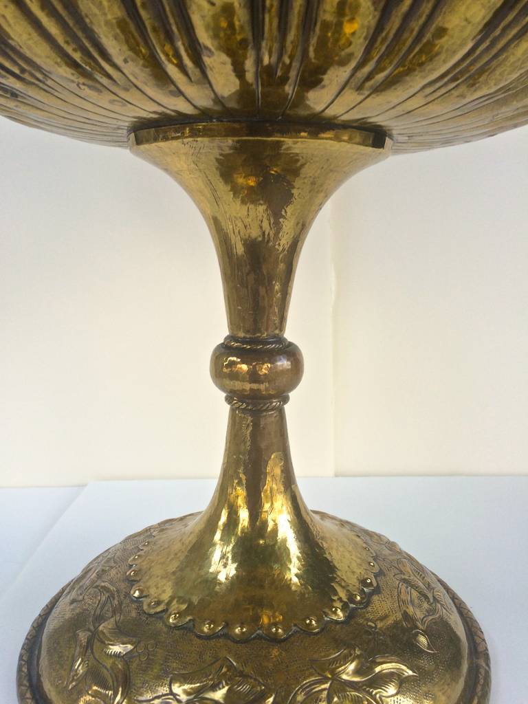Hammered Brass Compote by Egidio Casagrande In Excellent Condition For Sale In Treasure Island, CA