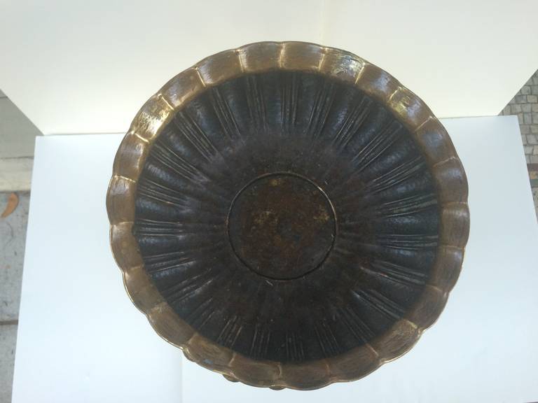Hammered Brass Compote by Egidio Casagrande For Sale 4