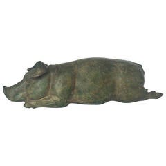 Chinese Sculpture of a Pig in Repose